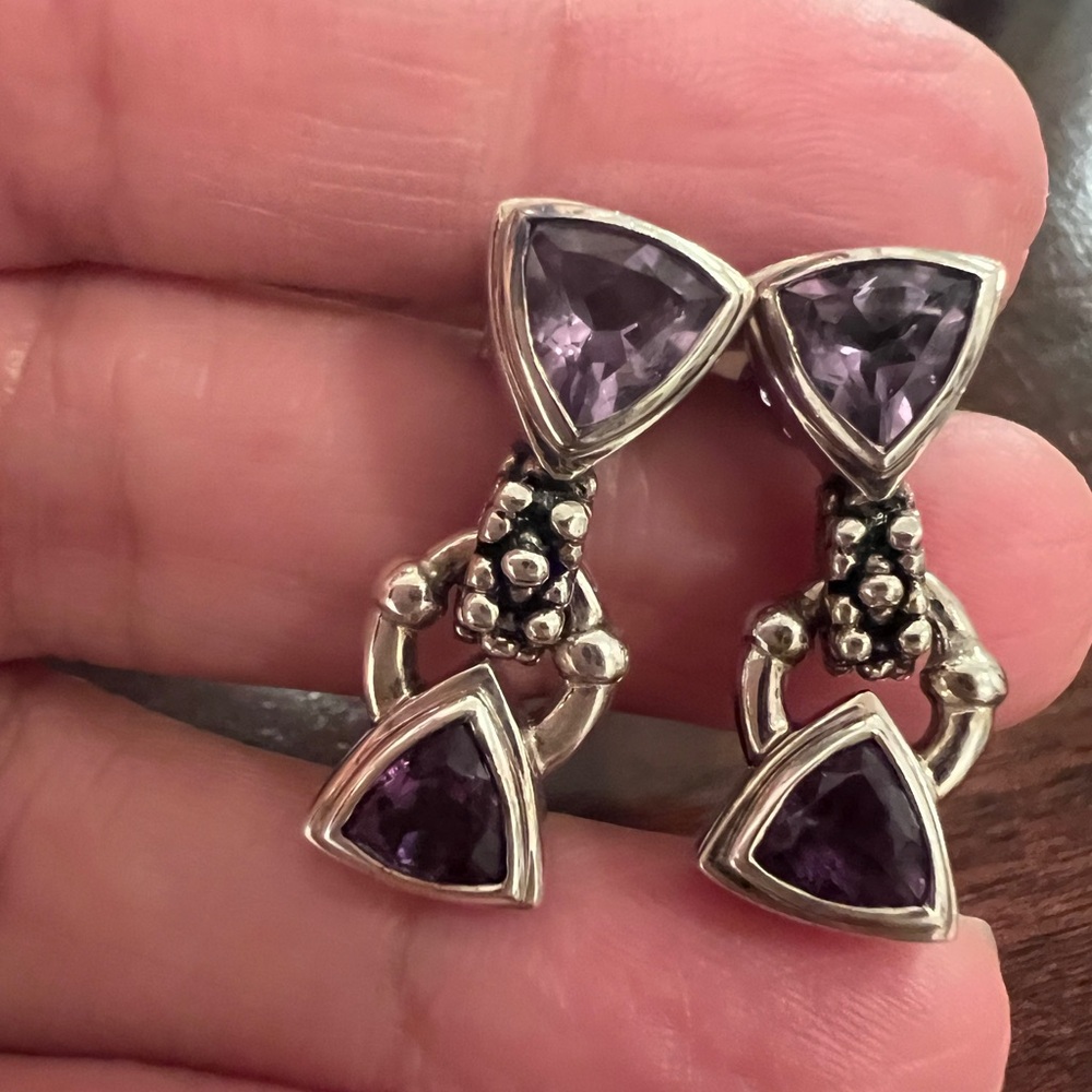 michael dawkins sterling Silver amethyst Earrings - Picture 5 of 10